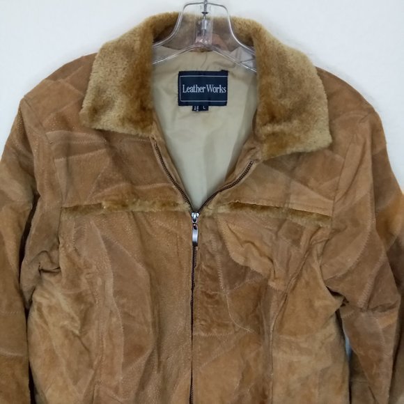 Leather Works Tan Suede Leather Faux Fur Jacket - Picture 2 of 13
